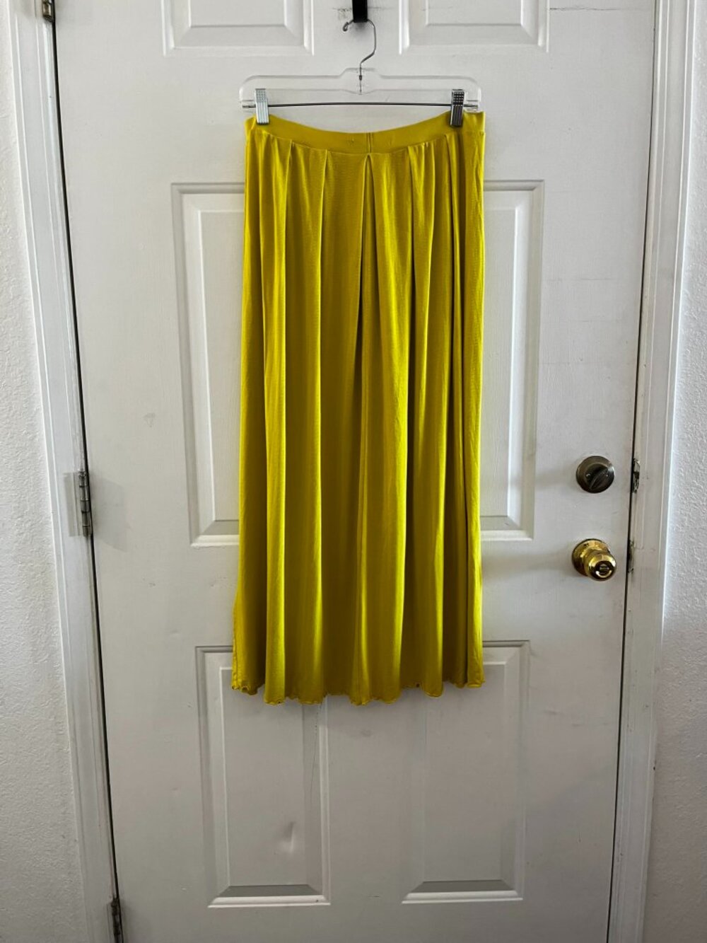Gudrun Sjoden Woman's Yellow Ribbed Stretch Minimalist Maxi Skirt sz Lr - Picture 5 of 8